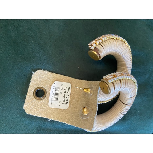 NEW! Anthropologie Embellished Wood Hoop Earrings - Picture 8 of 9